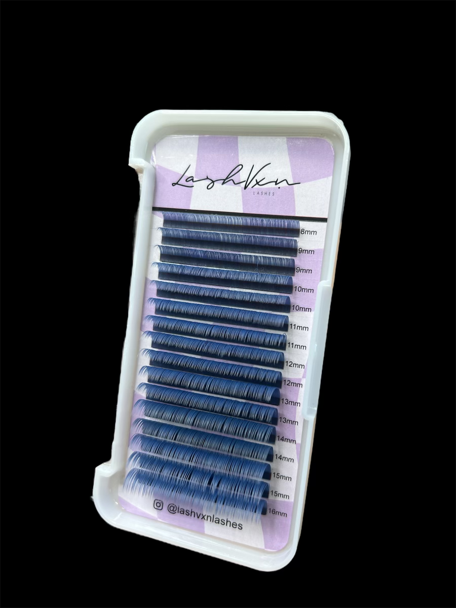 Tray of Professional False Colored Lash extensions.